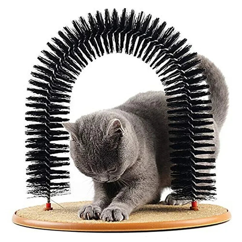 Masajeador de arco cómodo para gatos, suministros para el cuidado de la picazón, Base redonda de lana, juguete para gatitos, cepillo para rascar