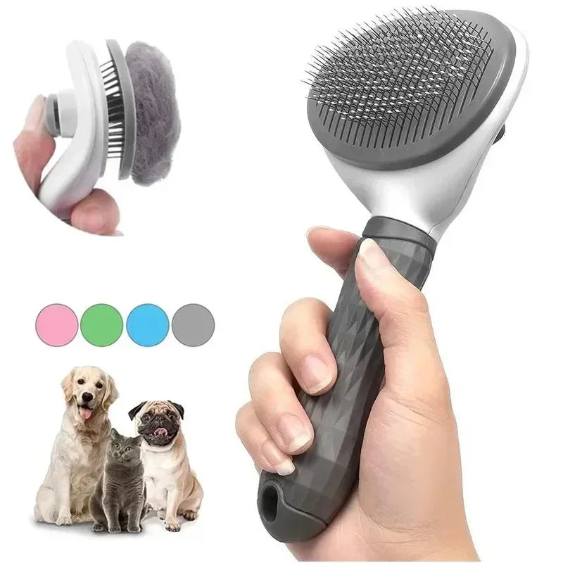 Removedor de pêlos para cães e gatos - Escova de beleza antiderrapante, equipamento de limpeza de pente para animais de estimação em aço inoxidável.