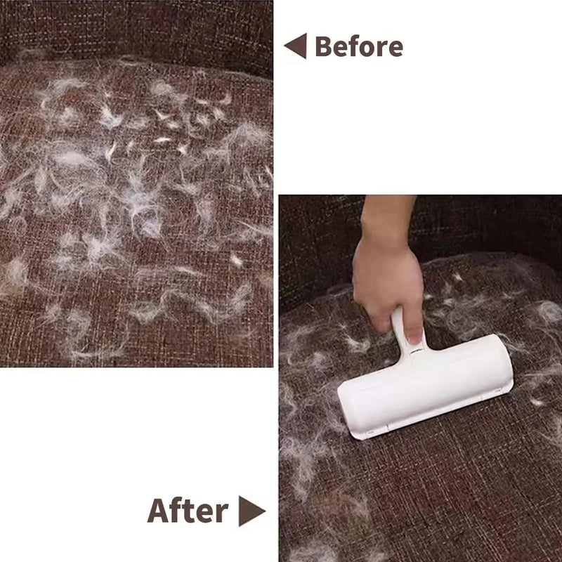 Rolo removedor de pelos de animais de estimação: remove com eficiência os pelos de cães e gatos. Base autolimpante para fácil remoção dos pelos.