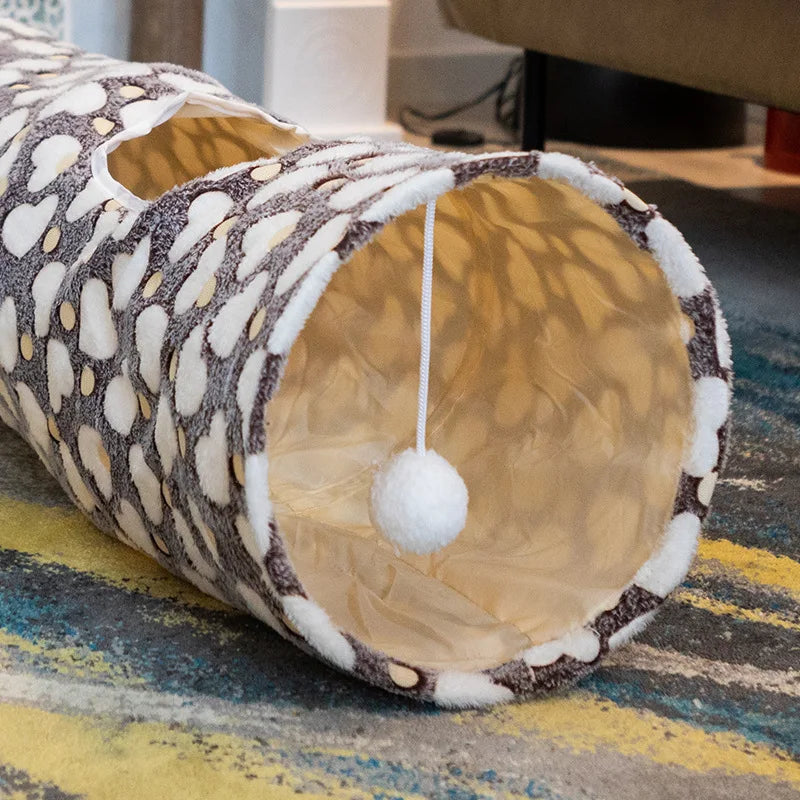 Tubo de túnel plegable con bola para gatos, cama autoluminosa