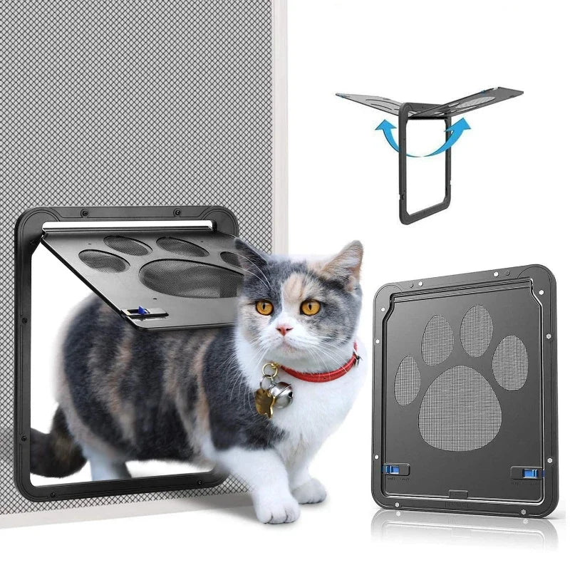 Puerta de seguridad para mascotas, pantalla magnética bloqueable para exteriores