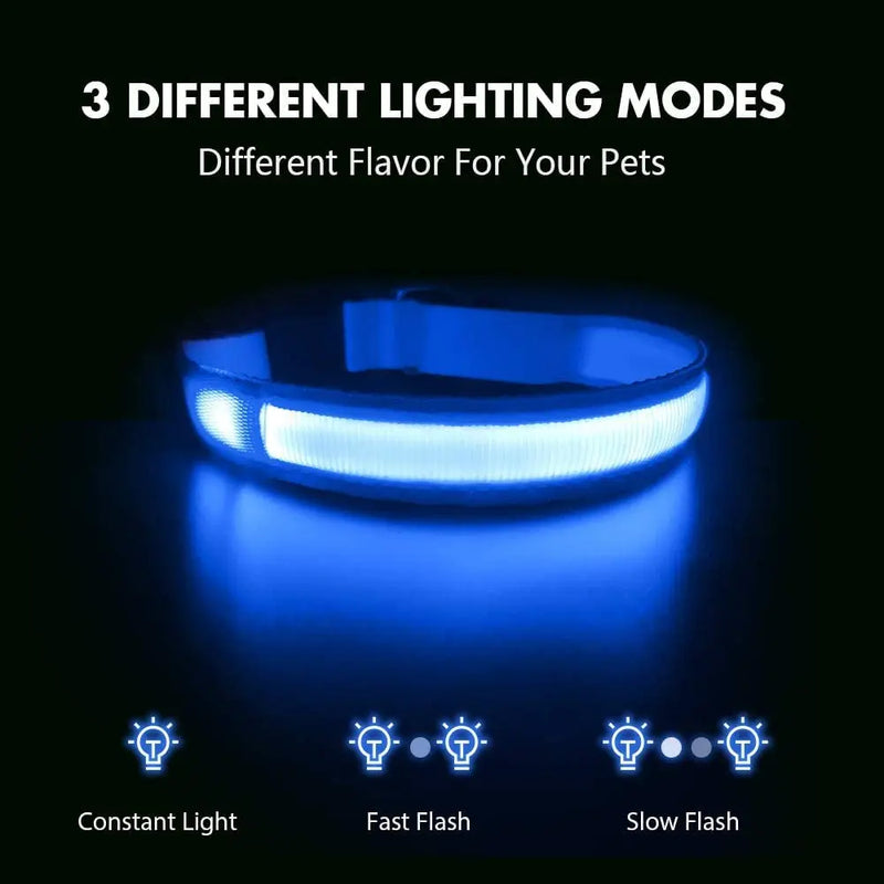 Collar para perro XS/M, recargable por USB, luces LED para Collar, luz nocturna de seguridad suave ajustable, suministros para mascotas intermitentes