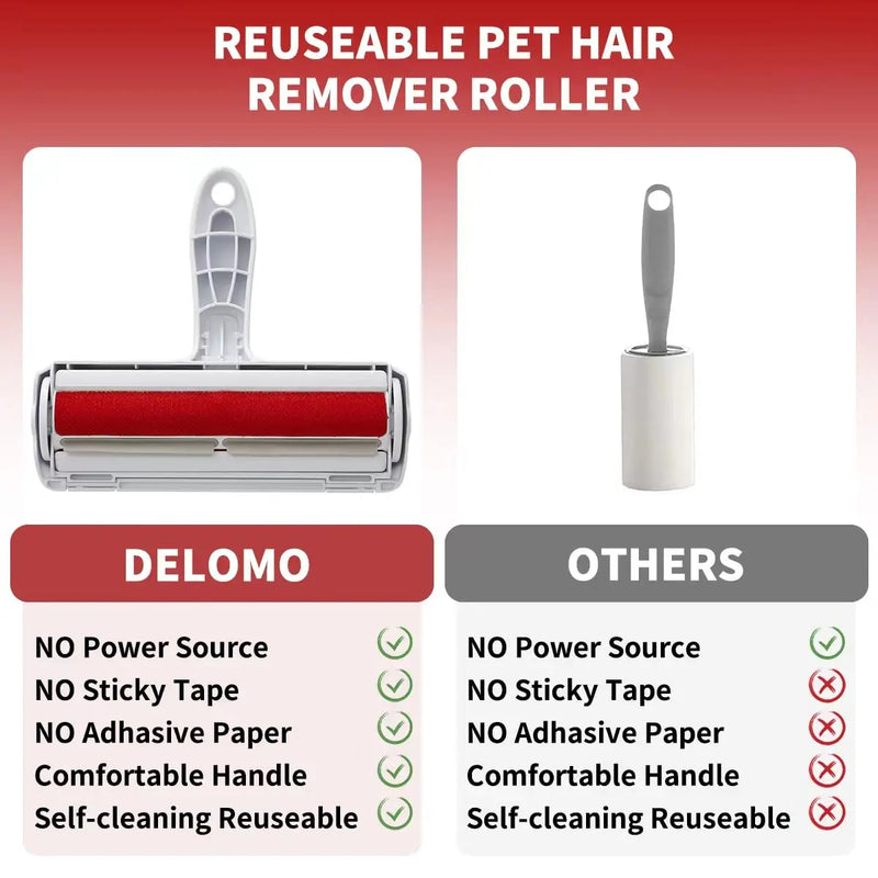 Rolo removedor de pelos de animais de estimação: remove com eficiência os pelos de cães e gatos. Base autolimpante para fácil remoção dos pelos.