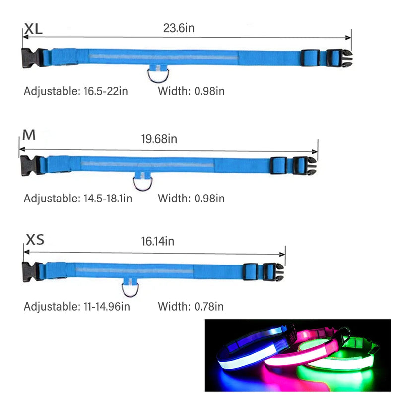 Collar para perro XS/M, recargable por USB, luces LED para Collar, luz nocturna de seguridad suave ajustable, suministros para mascotas intermitentes